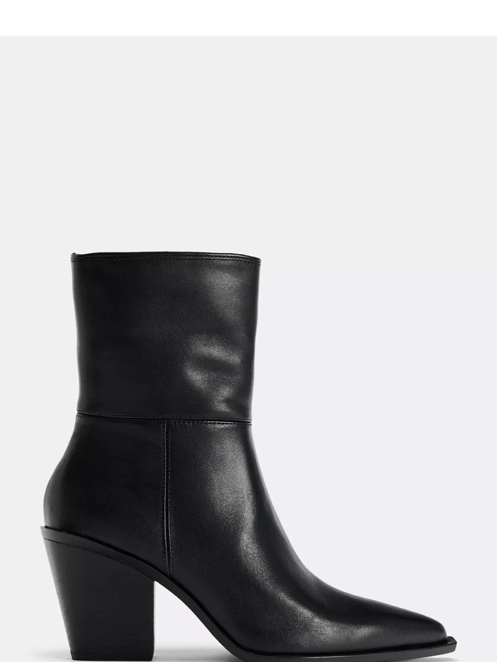 Zara Black pointed leather ankle boot